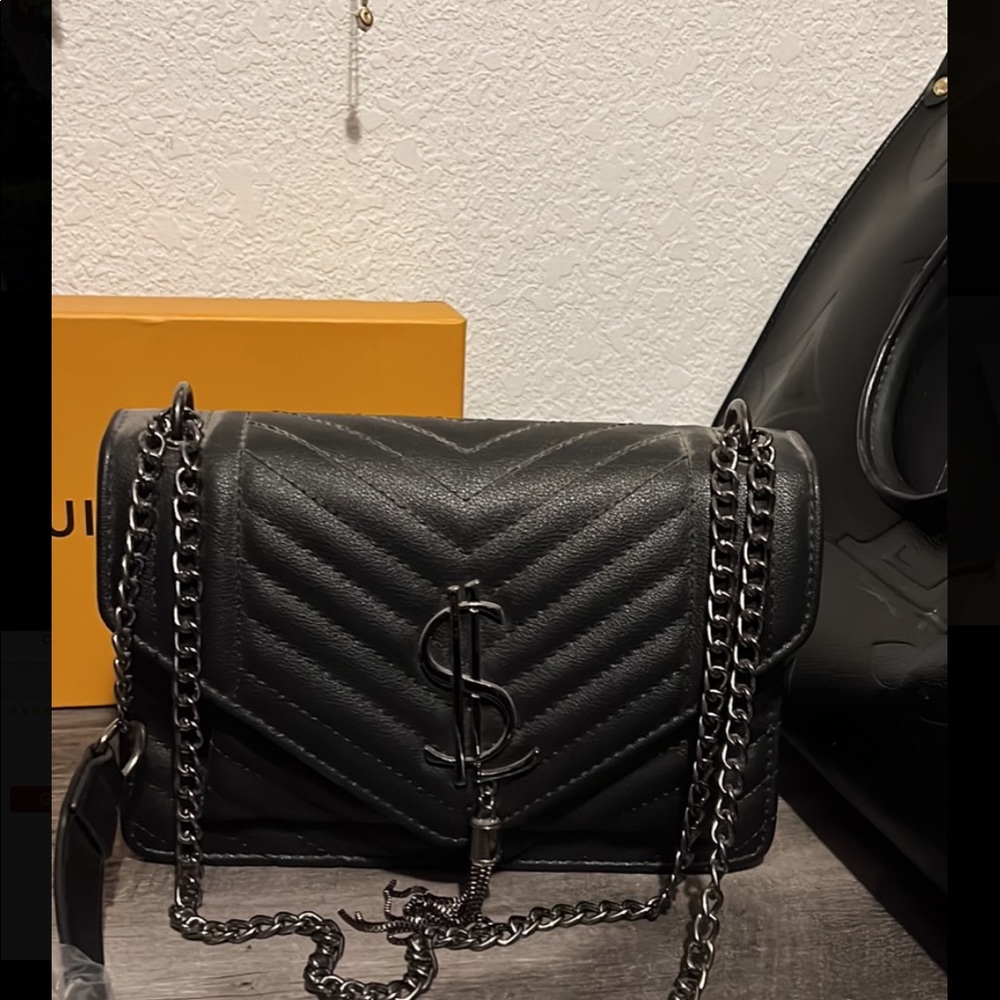 Purse black and gun metal